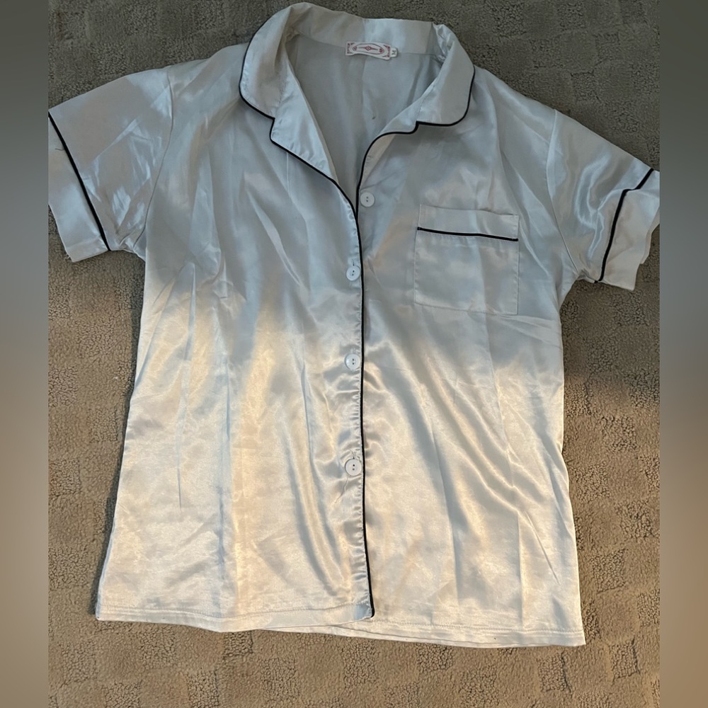 white silk pj shirt